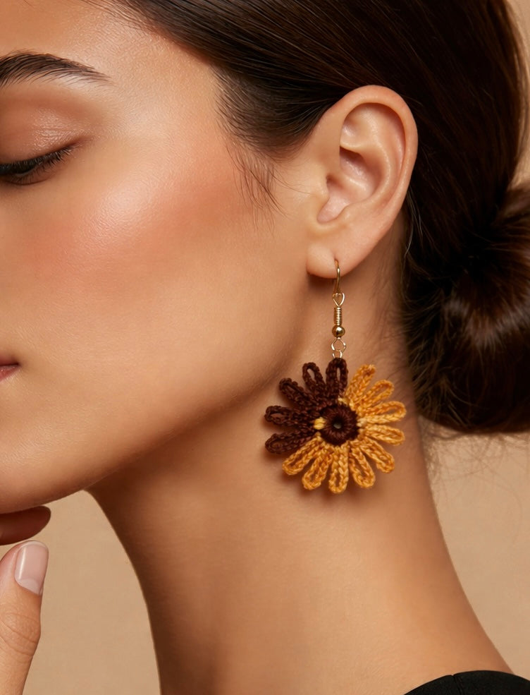 Handmade Daisy Crochet Earrings