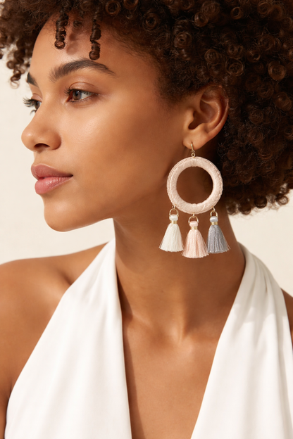 Handmade White crochet earrings